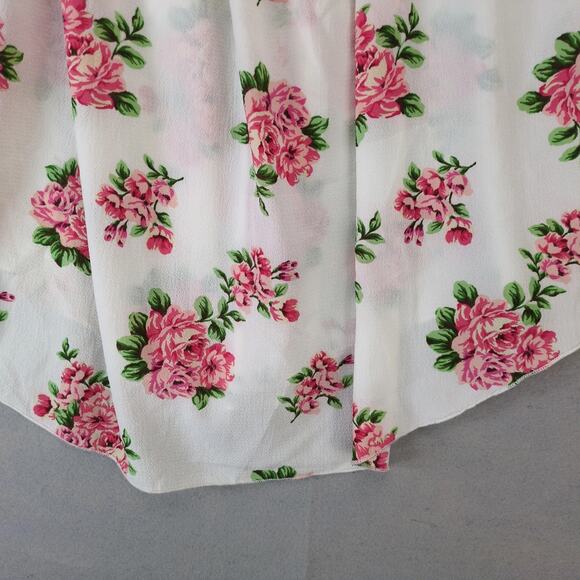 NWT One More Thyme Pink Roses White Blouse Women's Plus 3X Flared Sleeve Peasant - Picture 10 of 10